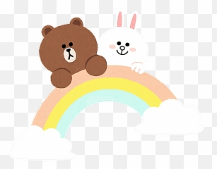 Rainbow Line Brown Cony Love Sticker By Teatea - 221 Emoji,Brown And Cony Emoji Stickers