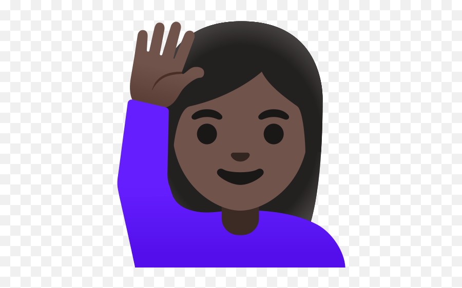 U200d Woman With Hand Raised With Dark Skin Tone Emoji,Emoji Girl