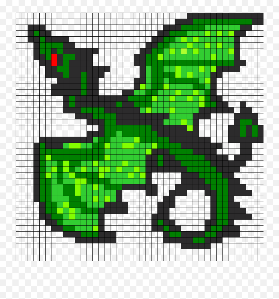Green Dragon Perler Bead Pattern - Grid Easy Grid Dragon Pixel Art Emoji,Dragon Emoticons