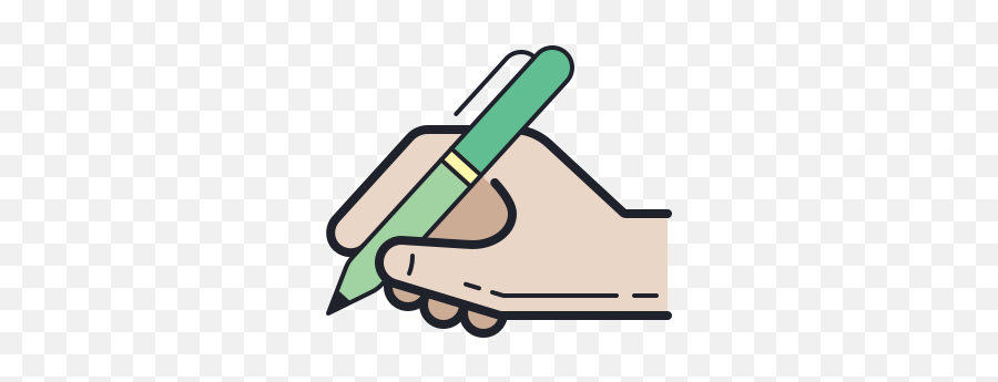 Hand With Pen Icon In Color Hand Drawn Style Emoji,Paper And Pen Emoji
