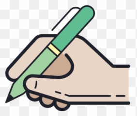 Hand With Pen Icon In Color Hand Drawn Style Emoji,Paper And Pen Emoji