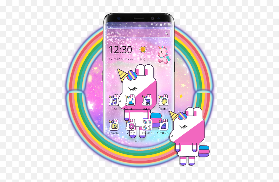Cute Cartoon Square Unicorn 2d Theme - Smartphone Emoji,Unicorn Emojis For Android