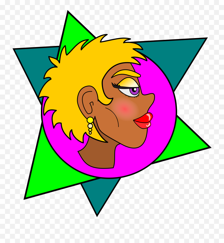 New Wave Line Art Cartoon Blond Girl - Clip Art Png Clip Art Emoji,Emoticon Tirando Un Beso