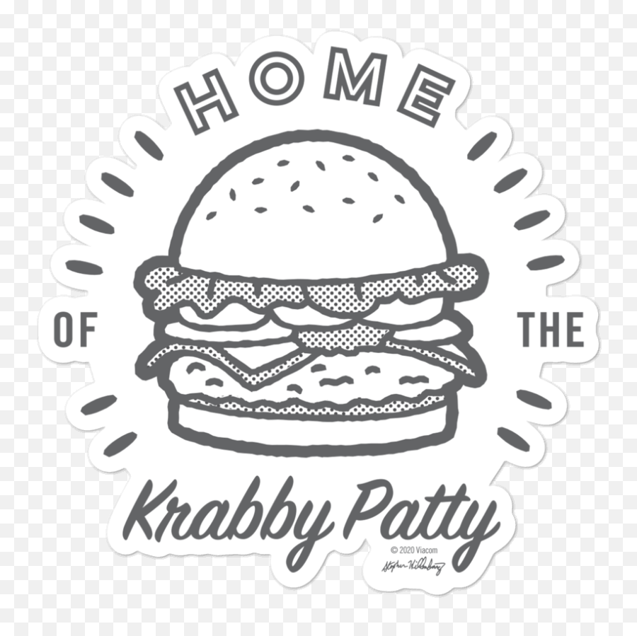 The Krusty Krab Home Of The Krabby Patty Die Cut Sticker - Krusty Krab Burger Black And White Emoji,Big Emojis To Cut Out