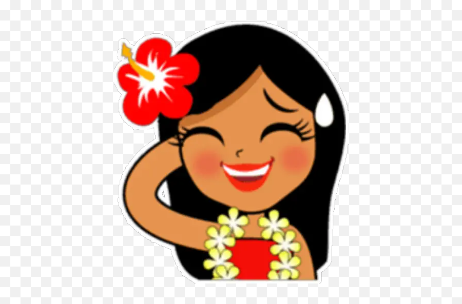 Sticker Maker - Hawaiian Sticker Happy Emoji,Hawaiian Flower Emoticon