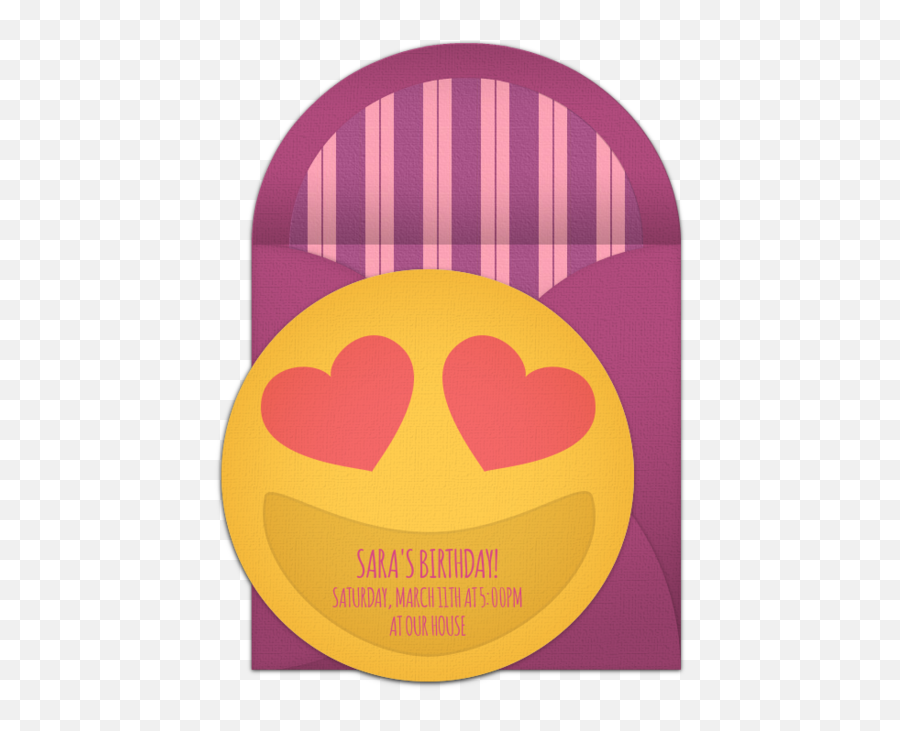 Free Heart Eyes Smiley Invitations - Happy Emoji,Emoji Party Invite
