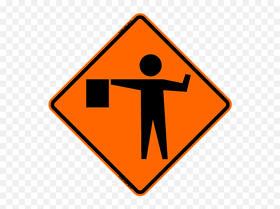 Flagger Symbol Safety Roadside Roll - Up Sign With Frames Flagger Sign Emoji,Hook'em Horns Text Emoticon