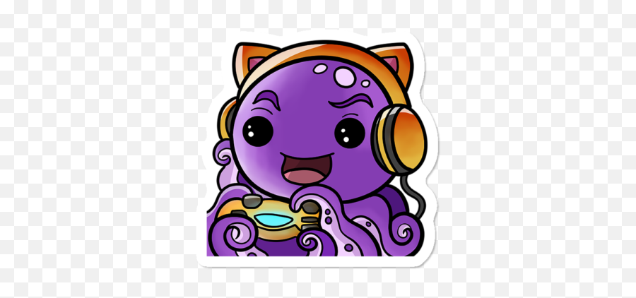 Broadcasters White Octopus Stickers Design By Humans Emoji,Voodoo Emoticon