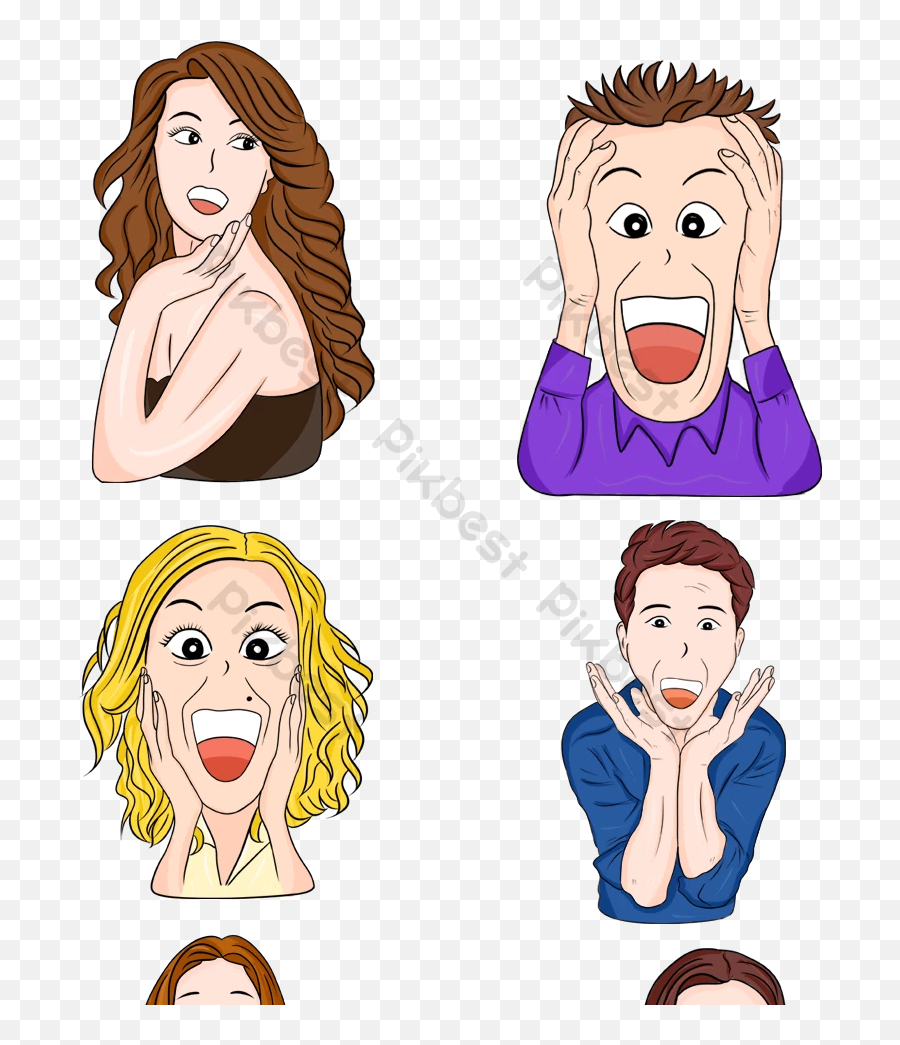 Surprised Emoticon Pack Element Cartoon Emoticon Decorative - Happy Emoji,Eyebrow Emoticon