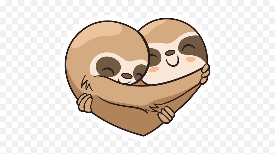 Cute Sloths Love Heart Sticker - Sticker Mania Emoji,Loving Hearts Emoji