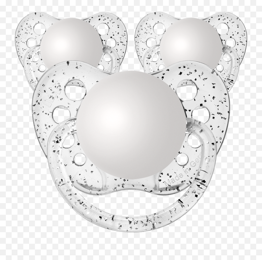 Glitter Clear Personalized Pacifiers 3 - Dot Emoji,Pacifier Emoji