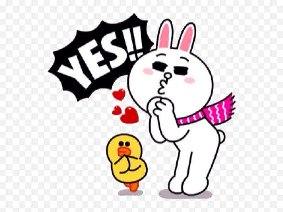 Pinterest - Line Sticker Cony Yes Emoji,Strangle Emoticon