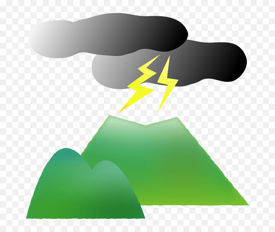 Lightning Is Above The Mountain Clipart - Mountain Clipart With Lightning Emoji,Girl Lightning Emoji