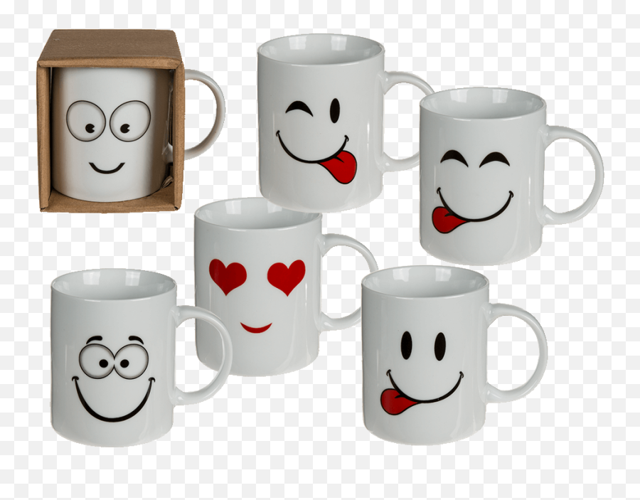 The White Porcelain Mug With Funny Face - Cups Emoji,Emoji Mugs