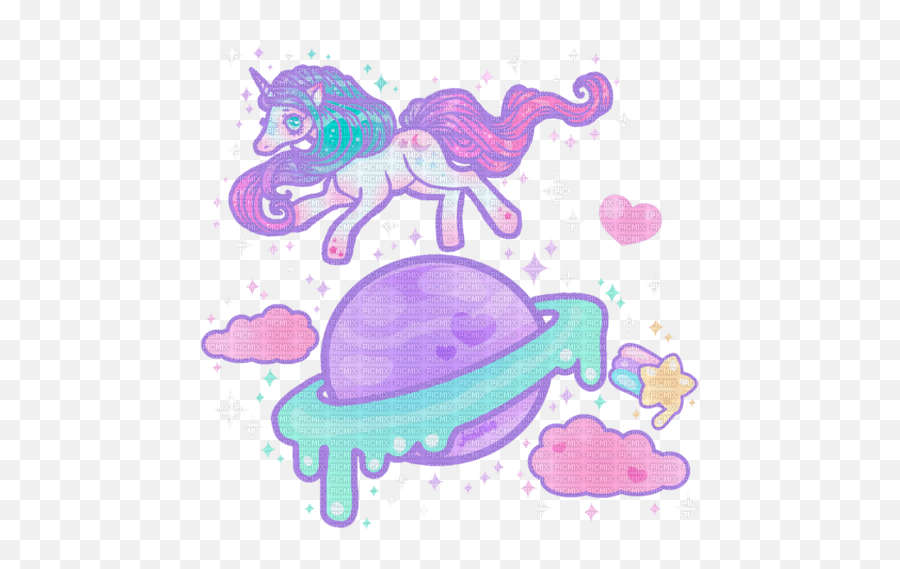 Galaxy Unicorn Sticker Aesthetic Tumblr Sticker - Cute Unicorn Planet Emoji,Aesthetic Transparent Gif Emojis