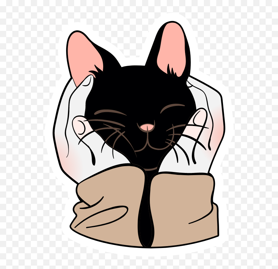 Kitten Drawing Black Cat Anime - Black Kitten In Human Palms Emoji,Black Cat Emoji