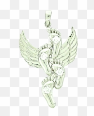 Angel Wings Pendant Micro Pave 925 Sterling Silver Rhodium Plating With Cubic Zirconia Emoji,Wing Money Emoji