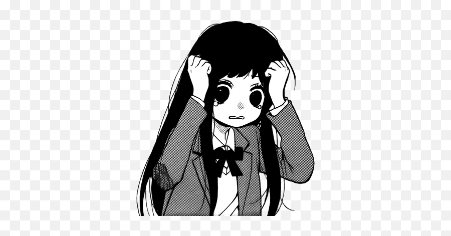 Pin - Sad Anime Girl Png Emoji,Kawai Emotions Lineart
