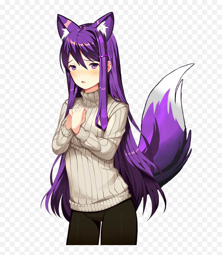 Fox Girl Yuri Doki Doki Literature Club Know Your Meme - Doki Doki Literature Club Yuri Sweater Emoji,Anime Girl Can See Emotions As Colors Action
