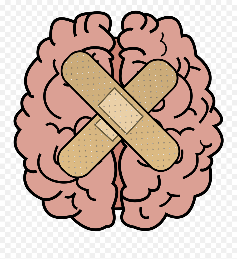 Human Brain - Two Adhesive Bandages Holding The Two Brain Damage Clipart Emoji,How To Fix Broken Emojis