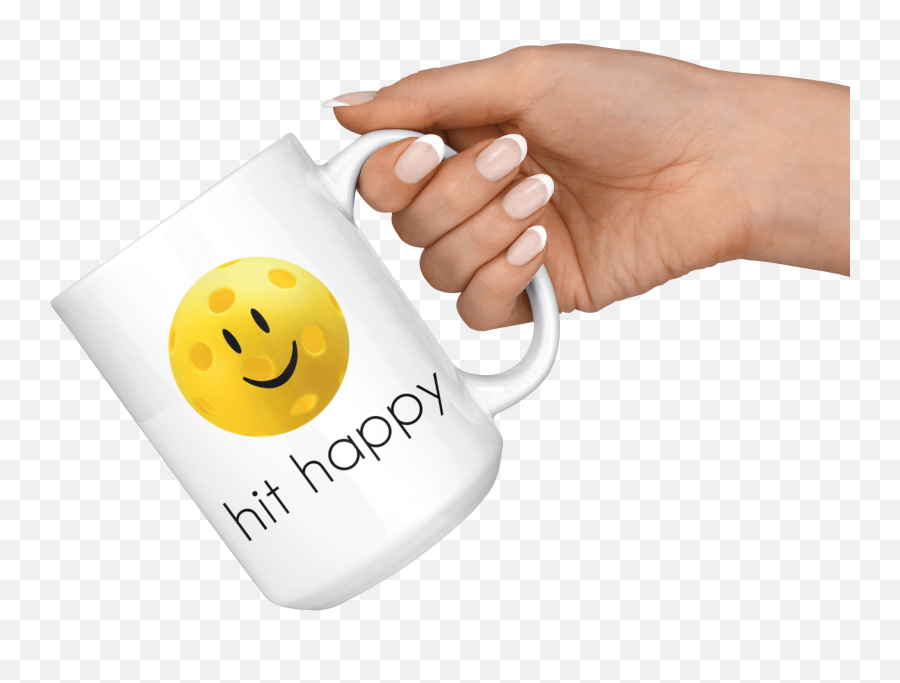 Hit Happy Pickleball - Large Coffee Mug Emoji,Democrat Emoticon[