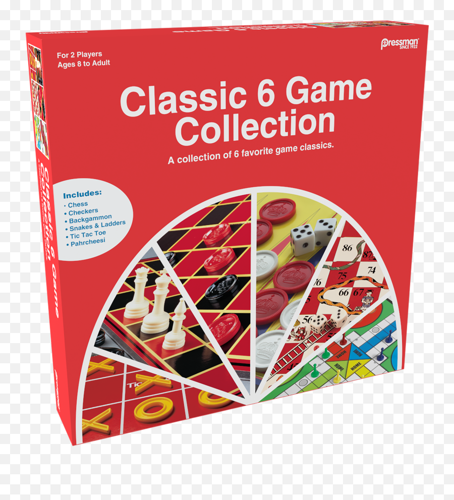 Pressman Classic 6 Game Collection - A Collection Of 6 Favorite Game Classics Emoji,Board Game Emojis