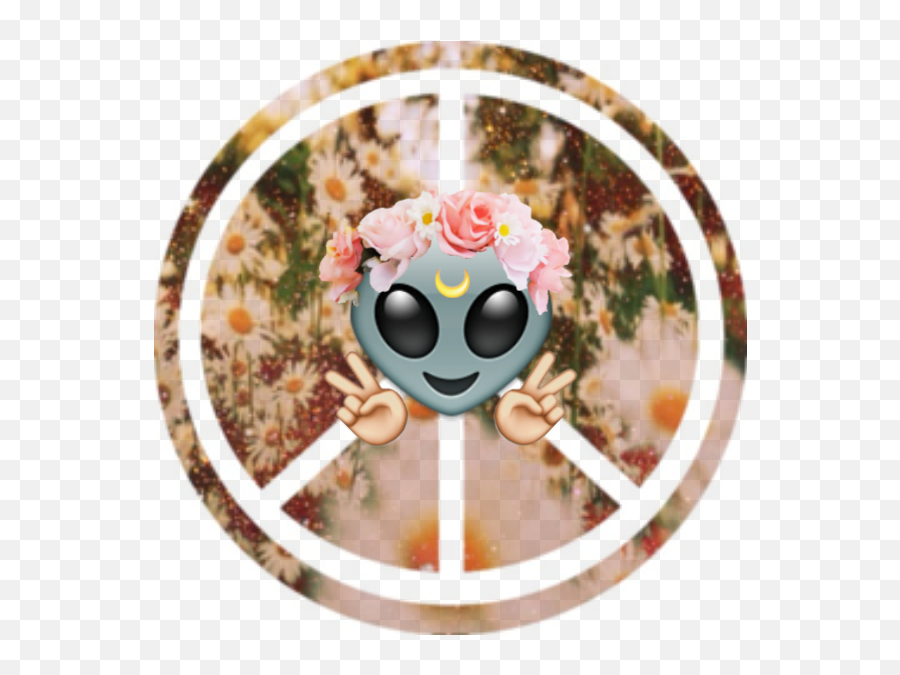 Alien Emoji Wallpaper - Flower Crown Cute Alien Emoji,Peace Sign Emoji