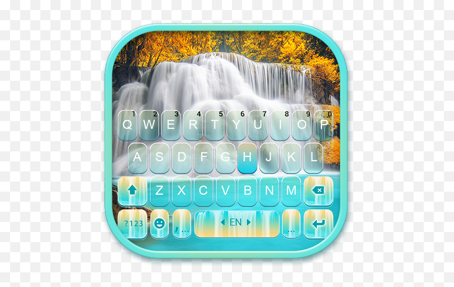 2021 Nature Blue Waterfall Keyboard Theme Pc Android - Horizontal Emoji,Emoji One For Kika