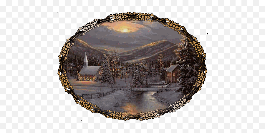 Paisajes De Navidad Gifs Con Brillos - Animated Gifs Thomas Kinkade Christmas Gif Emoji,Emoticon Gif Animado De Navidad