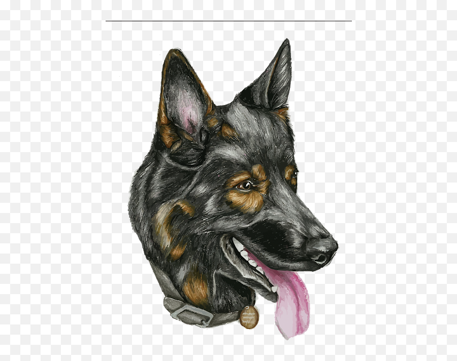 German Shepherd Puppies - German Shepherd Black Watercolor Emoji,How To Tell German Shepherds Emotions By Their Ears