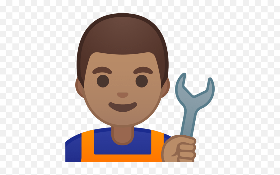 Mechanic Wrench Man With Medium Skin - Man Office Worker Clipart Emoji,Boy Raising Hand Emoticon
