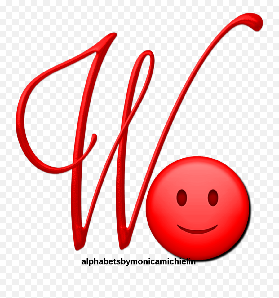 Monica Michielin Alphabets Red Smile Emoticon Emoji - Dot,Emoticon With W