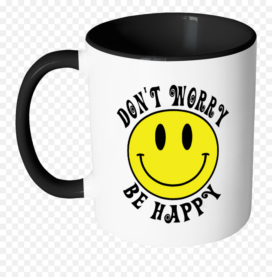 Retro Donu0027t Worry Be Happy Smiley Face Color Accent Coffee Mug - Magic Mug Emoji,Emoticon Of An Ant