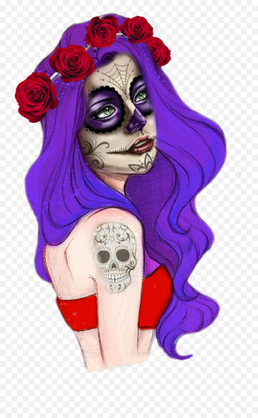 Catrina Skull Girl Calavera Sticker By Lupithavn14 Emoji,Greatfuldead Emojis