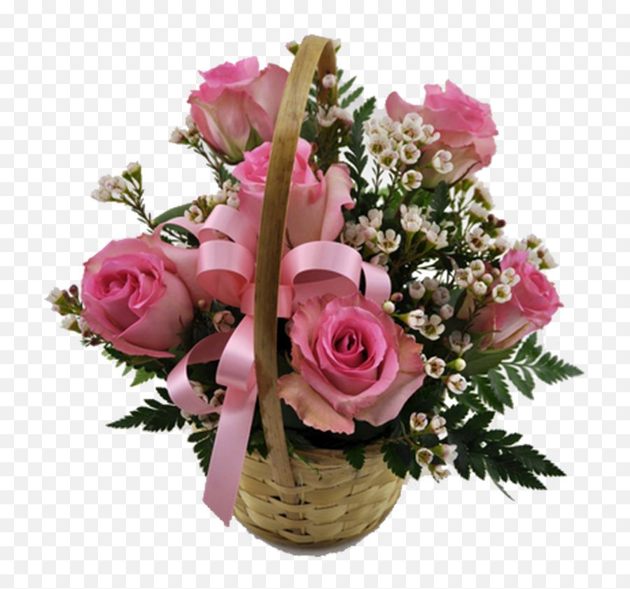 Flower Rose Basket 6 Roses - Floral Emoji,Rose Emoticon Text