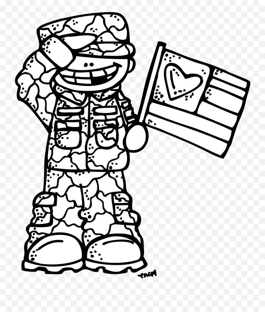 Military Clipart Black And White Military Black And White - Veterans Day Coloring Sheet Emoji,Veterans Day Emoticon