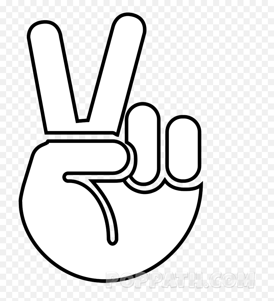Victory Sign Emoji - Black And White Hand Peace Sign Emoji,Peace Sign Emoji