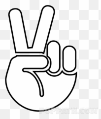 Victory Sign Emoji - Black And White Hand Peace Sign Emoji,Peace Sign Emoji