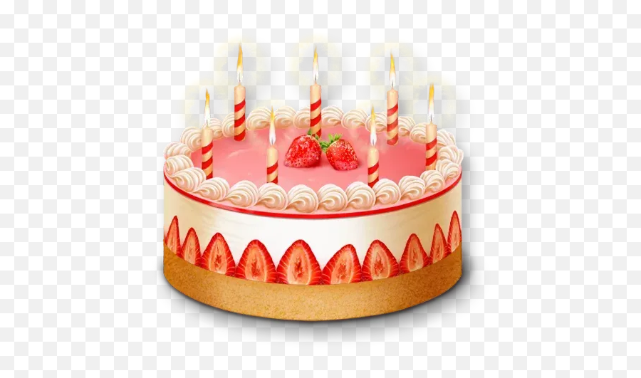 Cake Happy Birthday Whatsapp Stickers - Stickers Cloud Strawberry Cake Transparent Png Emoji,Birthday Cake Emoticon Red