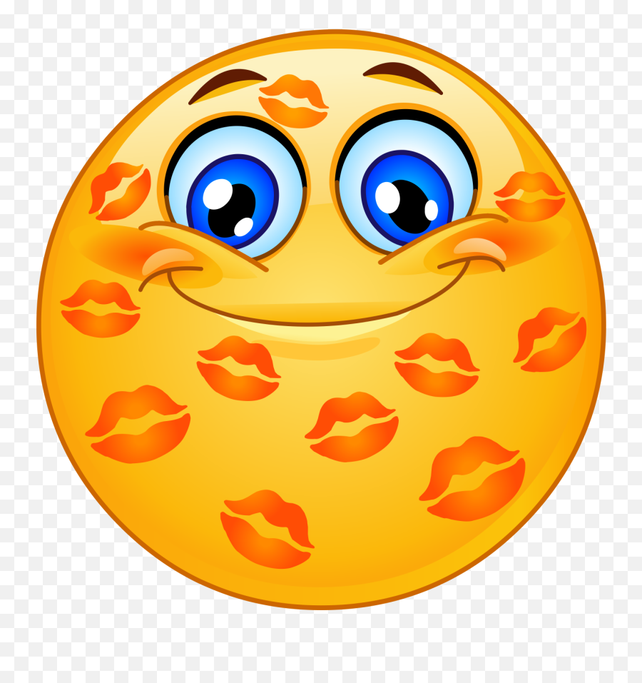 Lipstick Face Emoji Decal - Kisses On Face Emoji,Lipstick Emoji