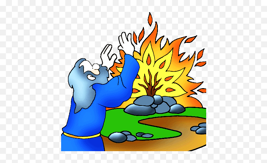 Moses Burning Bush Clip Art - Clip Art Library Moses And The Burning Bush Clipart Emoji,What Is Moses Emotions In The Lithograph Of Moses