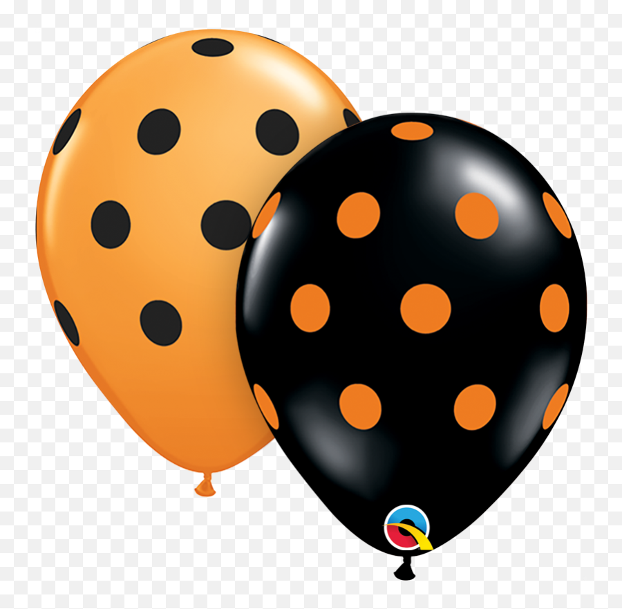 25 Polka Dot Latex Balloons Orange - Black And Orange Birthday Balloon Emoji,Sparkle Emoji Balloons