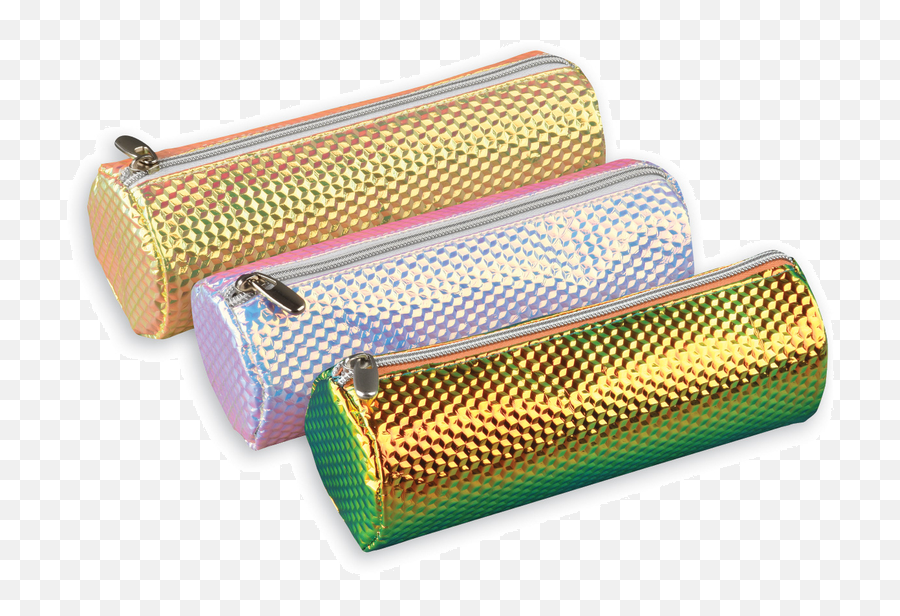 Glitz Holographic Pencil Case Assorted - Cylinder Emoji,Emoji Pencil Case