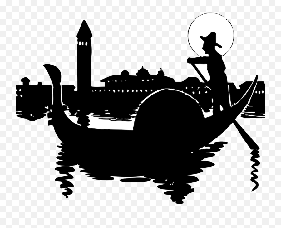 In Venice Italy - Italian Clipart Black And White Emoji,Gondola Emoji