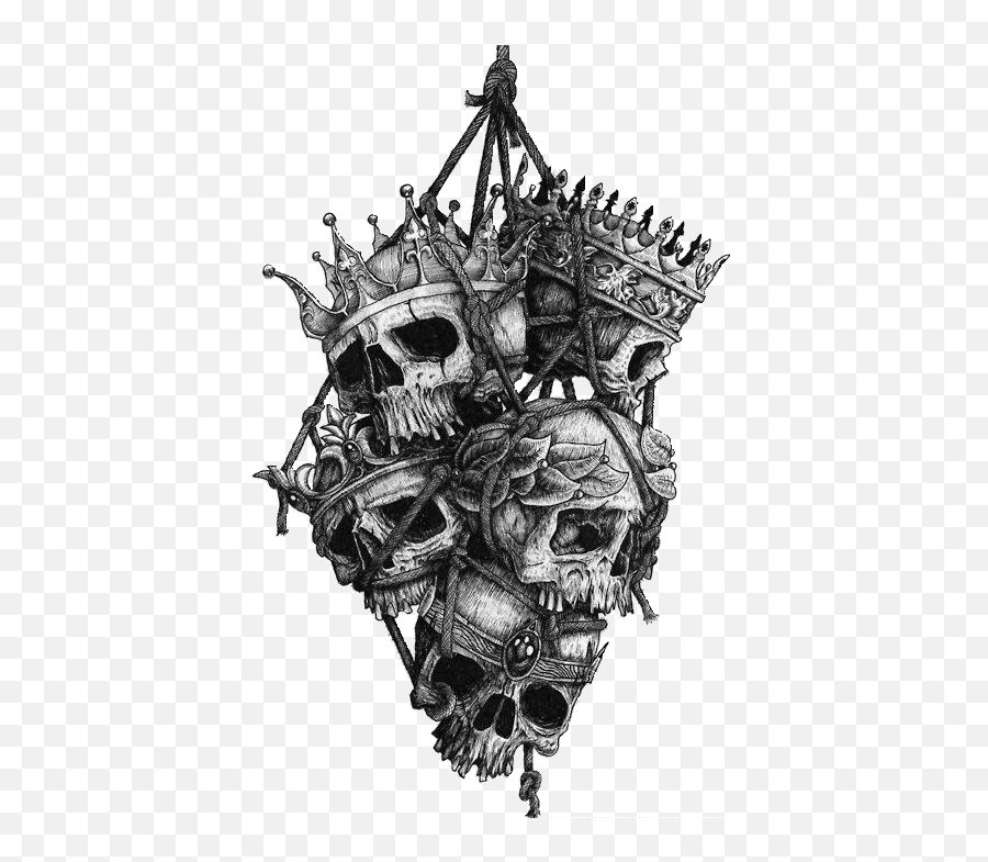 Download Tattoo Head Skull Crown Human Symbolism Clipart Png - Fallen Kings Tattoo Emoji,A Boat A Black Flag And Skull And Crossbones Emojis
