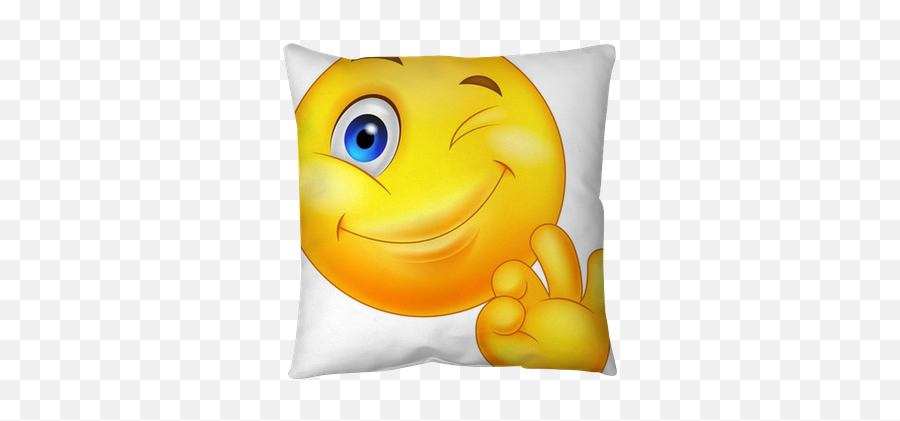 Smiley Emoticon With Ok Sign Pillow - Emoji,Ok Emoticon