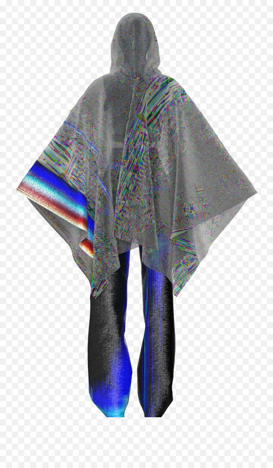 Gradient Noise Poncho With Space - Hooded Emoji,17x9 Emotion Kai