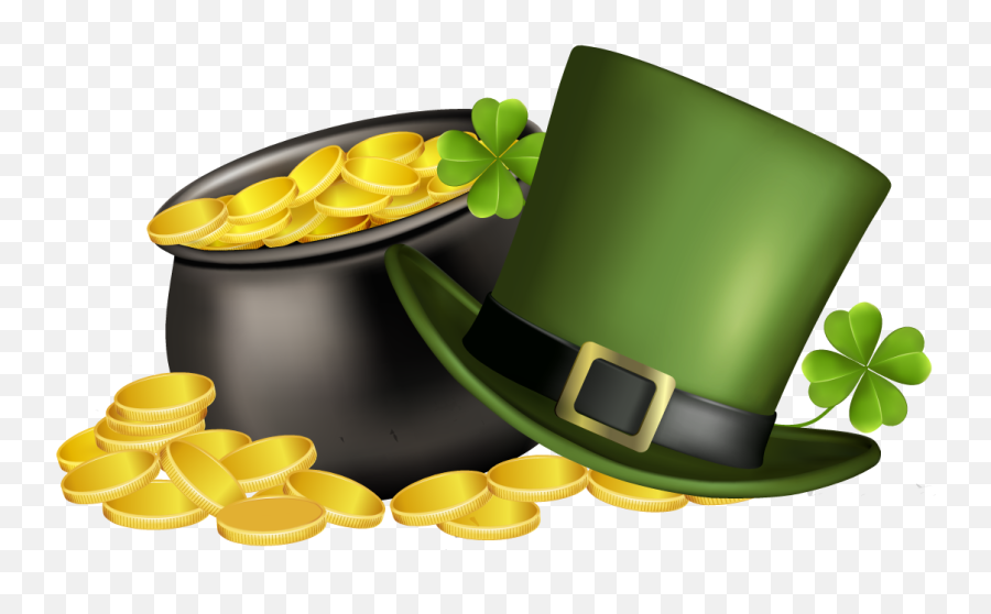 Patricks Day Pot Of Gold Four Leaf - Pot Of Gold Transparent Png Emoji,St Patrick's Day Emoji