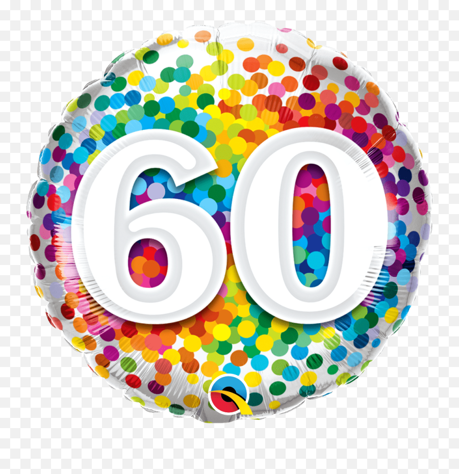 1846cm - Rainbow Confetti 60th Birthday Foil Balloon Transparent 10th Birthday Balloons Emoji,Confetti Emoji Png