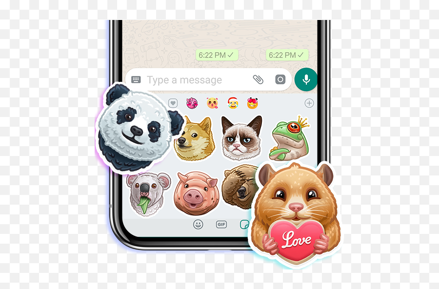 Funny Animal Stickers - Mobile Phone Emoji,Animal Emoticons